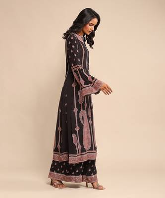 RITU KUMAR Black printed crepe kurta set 3