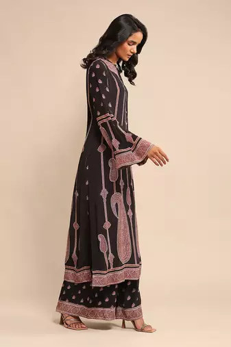 RITU KUMAR Black printed crepe kurta set
