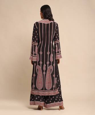 RITU KUMAR Black printed crepe kurta set 4