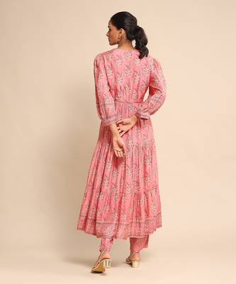 RITU KUMAR Pink printed viscose kurta set 5