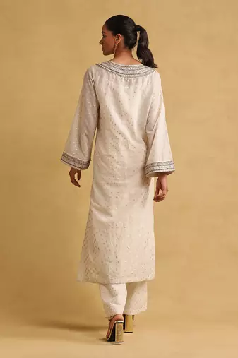 RITU KUMAR Off white embroidered kurta set