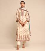 RITU KUMAR Off white round neck kurta set