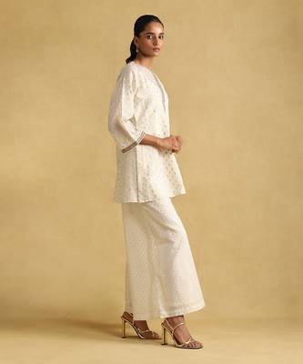 RITU KUMAR Off white embroidered ensemble kurti set 3