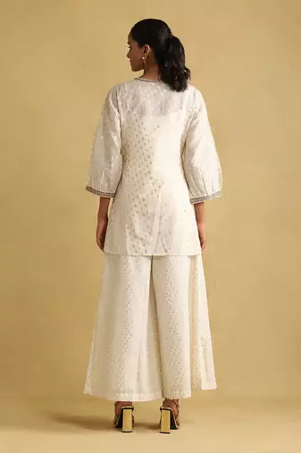 RITU KUMAR Off white embroidered ensemble kurti set