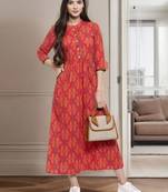 Indibelle Multicolor printed cotton long-dresses