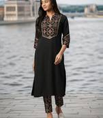 Black printed crepe kurtas-and-kurtis