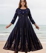 Women Ethnic Motifs Anarkali Kurta in Blue