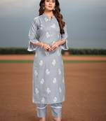 Style Samsara Block Printed cotton blend kurta pant set