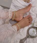 White kundan anklets
