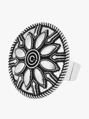 Silver-toned oxidized adjustable ring 5