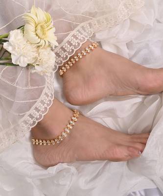 Gold kundan anklets 1