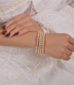 White jadau kundan and polki bangle set