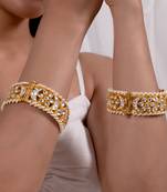 White jadau kundan and polki bangles