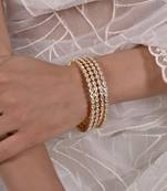 White jadau polki and kundan bangle set