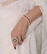 Pink kundan and pearl bracelet