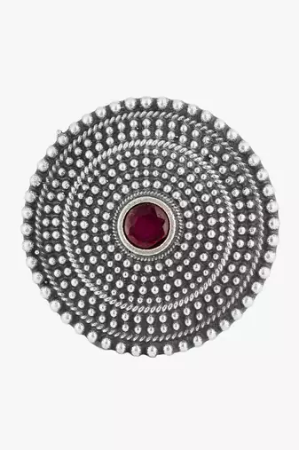 Silver-toned oxidized adjustable ring