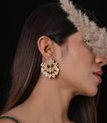 White jadau kundan and pearl earrings
