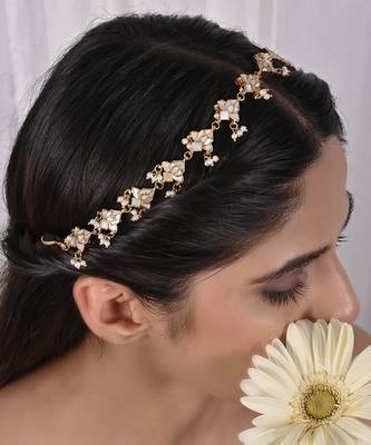 White pearl and kundan headgear 1