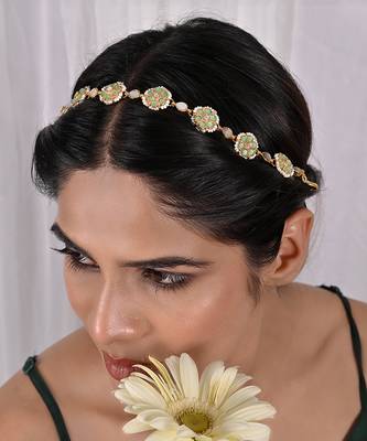 Mint stone and beaded headgear 1