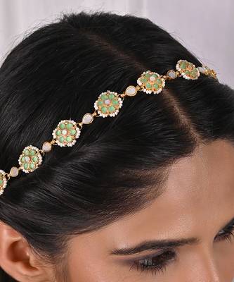 Mint stone and beaded headgear 2