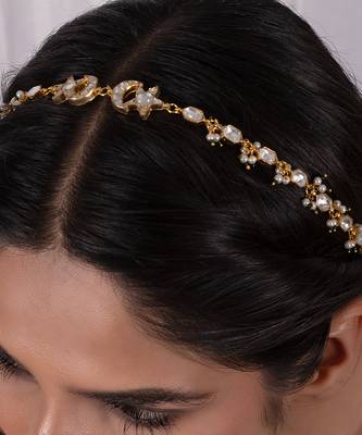 White kundan headgear 2