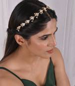 White pearl and kundan headgear