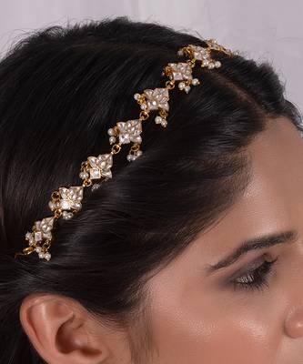 White pearl and kundan headgear 2