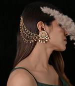 Multicolour kundan chain extension earrings