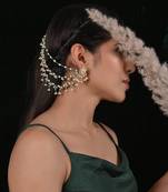 Multicolour jadau kundan extension earrings