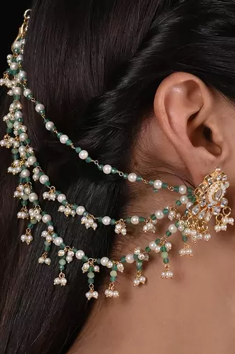Multicolour jadau kundan extension earrings