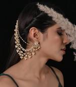 White jadau kundan chain extension earrings