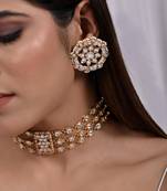 White kundan jadau choker set