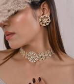 White jadau kundan choker set