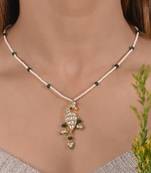 White peacock pendant necklace