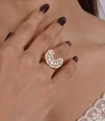 White moon jadau kundan and polki ring