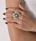 Multicolour jadau kundan and polki ring