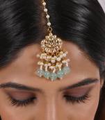 White kundan maang tikka