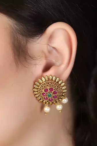 24ct gold-plated peacock shaped handcrafted jhumkas