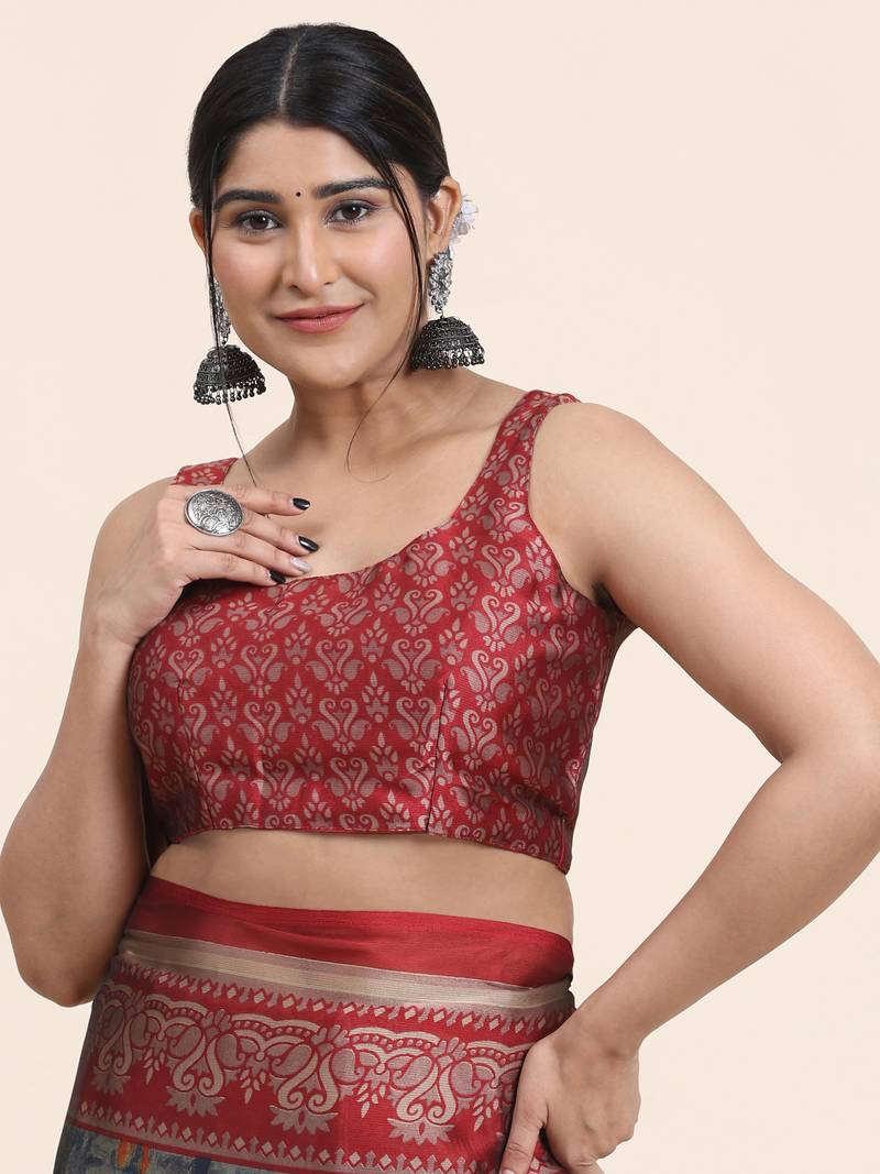  Kiira Grey Printedchiffon Art Sik Saree