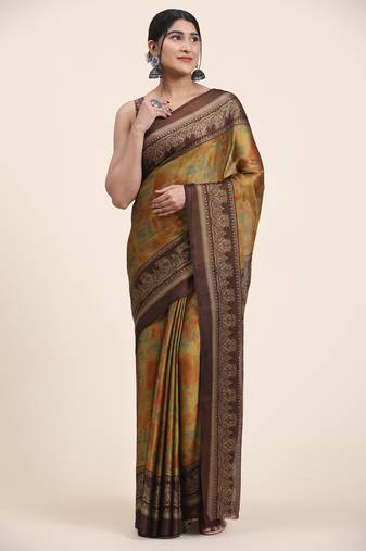 Kiira-Mahendi Printed Chiffon Art Sik Saree