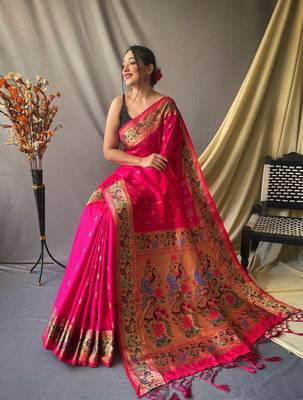 RANI PIMK TRENDY GOREGOUS PAITHANI SILK SAREE 2