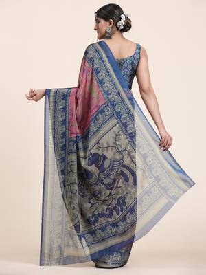  KIIRA PINK   Printed  Chiffon ART SIK SAREE 2