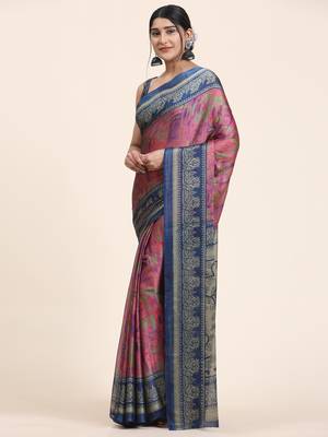  KIIRA PINK   Printed  Chiffon ART SIK SAREE 5