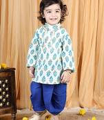 Kidcetra Kurta with contrast dhoti - Blue and white