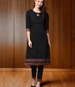 Black printed crepe kurtas-and-kurtis