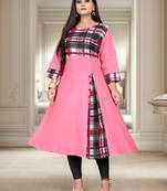 Pink printed cotton kurti