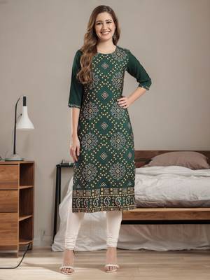 Raghaw Women's Crepe straight digital printed kurta 1