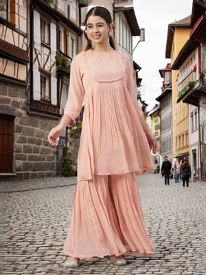 Peach thread pure georgette salwar 1