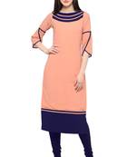 Peach Georgette Solid Women's Straight Kurta