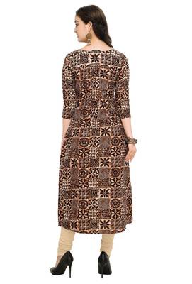 Coffee Cotton Printed  A-line Kurta pant 2
